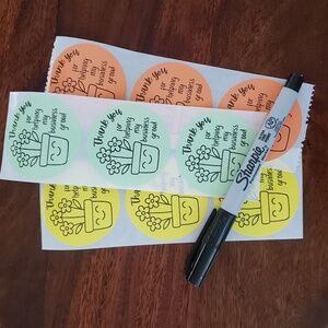 3/$15 THANK YOU STICKERS Large Two Inch Round Set of 50